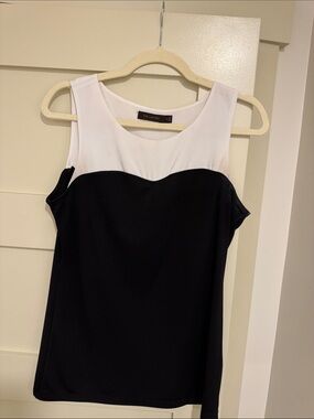 The Limited Black and White Sleeveless Colorblock Top
